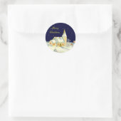 Kerstkerk winterscène ronde sticker (Tas)
