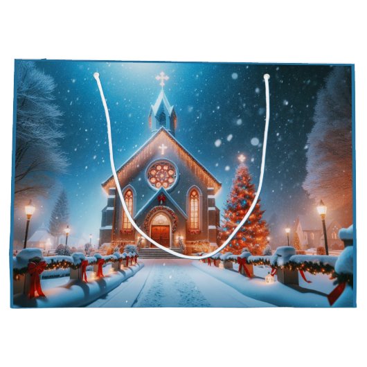 kerstkerkcadeau groot cadeauzakje (Achterkant)
