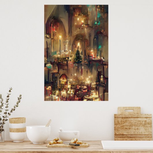 Kerstkerken, Poster met kerstcadeaus (Keuken)