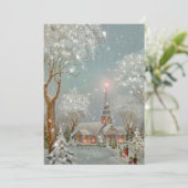 kerstkerkgenootschappij met Retro Glitter Winter Feestdagenkaart (Staand voorkant)