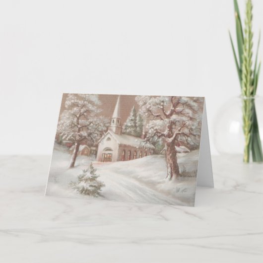 Kerstkerkkerk Feestdagen Kaart (Voorkant)