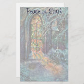 Kerstkerkkerk met Glas in lood raam Briefpapier (Voorkant / Achterkant)