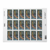 Kerstkerkkerk met Glas in lood raam Etiket (Full Sheet)