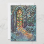 Kerstkerkkerk met Glas in lood raam Feestdagenkaart (Voorkant)