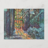 Kerstkerkkerk met Glas in lood raam Feestdagenkaart (Voorkant)