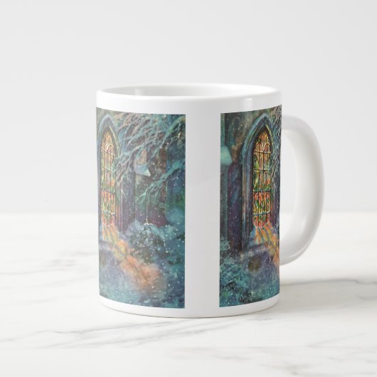 Kerstkerkkerk met Glas in lood raam Grote Koffiekop (Voorkant rechts)
