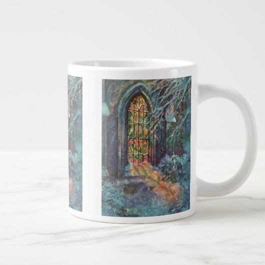 Kerstkerkkerk met Glas in lood raam Grote Koffiekop (Rechts)