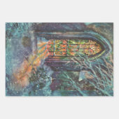 Kerstkerkkerk met Glas in lood raam Inpakpapier Vel (Voorkant 3)