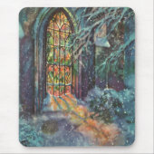 Kerstkerkkerk met Glas in lood raam Muismat (Voorkant)