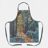 Kerstkerkkerk met Glas in lood raam Schort (Voorkant)