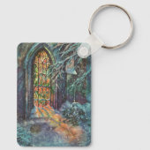Kerstkerkkerk met Glas in lood raam Sleutelhanger (Achterkant)
