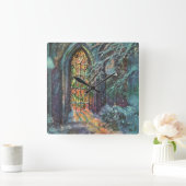 Kerstkerkkerk met Glas in lood raam Vierkante Klok (Huis)