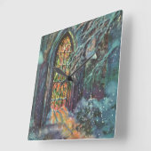 Kerstkerkkerk met Glas in lood raam Vierkante Klok (Hoek)