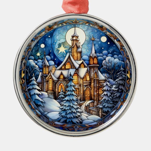kerstkerkversiering metalen ornament (Voorkant)