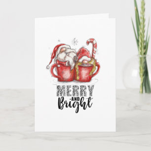 Kerstkersen en Bright Gnome Feestdagen Kaart