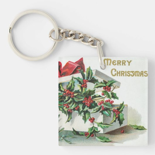 Kerstkersen  kunst met wensen sleutelhanger (voorkant)