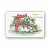 Kerstkersen  kunst met wensen sticker (Voorkant)