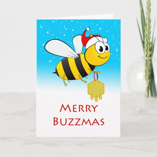 Kerstkersmakreel Buzzmas Bee met Honey Ornament Kaart (Voorkant)