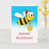 Kerstkersmakreel Buzzmas Bee met Honey Ornament Kaart (Gele Bloem)
