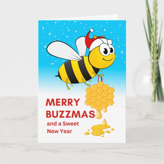Kerstkersmakreel Buzzmas Bee met Honey Ornament Kaart (Voorkant)