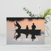 Kerstkerst bij het Rustic Lake Canoe Feestdagenkaart (Staand voorkant)