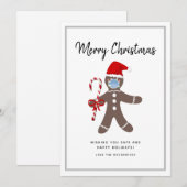 Kerstkerst in de familie Cute Gingerbrood Feestdagenkaart (Voorkant / Achterkant)
