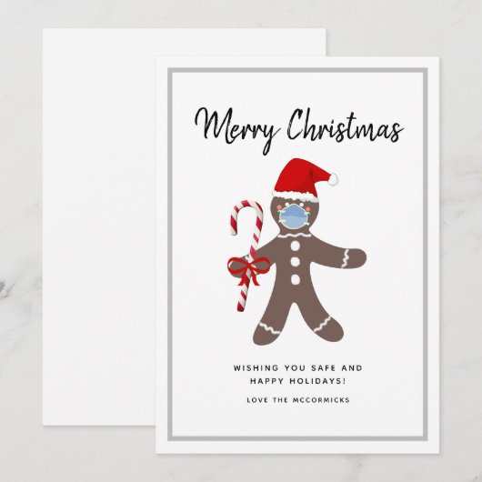 Kerstkerst in de familie Cute Gingerbrood Feestdagenkaart (Voorkant / Achterkant)