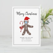 Kerstkerst in de familie Cute Gingerbrood Feestdagenkaart (Staand voorkant)