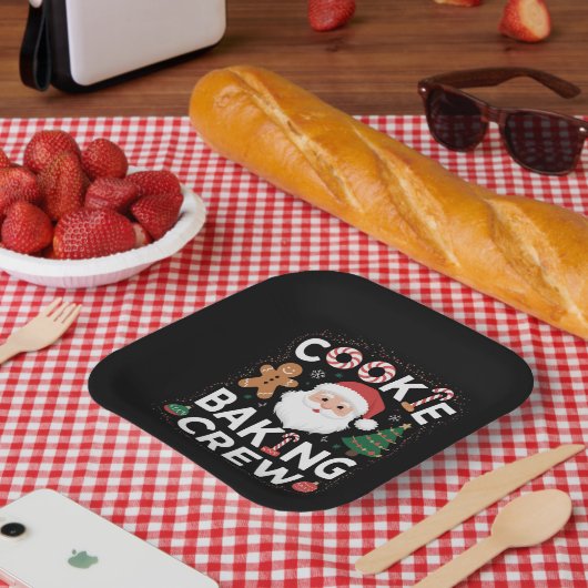 Kerstkerst kerstmis met koekjesbakkerij papieren bordje (Picknick)