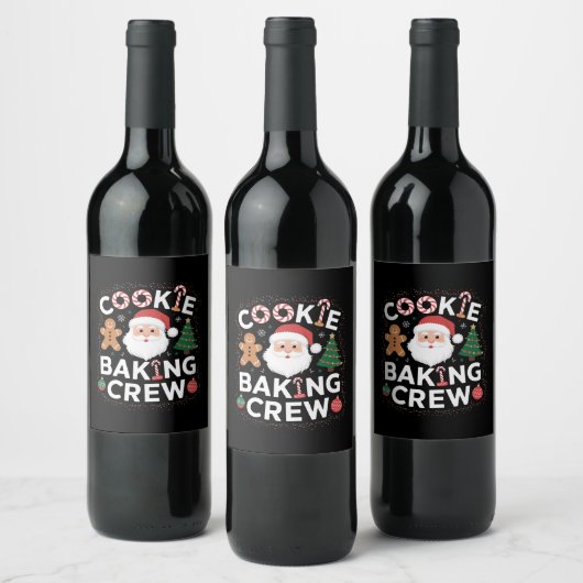 Kerstkerst kerstmis met koekjesbakkerij wijn etiket (Flessen)