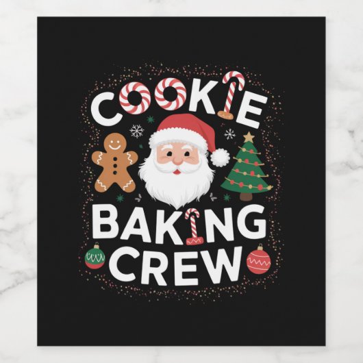 Kerstkerst kerstmis met koekjesbakkerij wijn etiket (Enkel label)