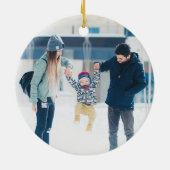  kerstkerst met blauwe kerst met fotocrème keramisch ornament (Achterkant)