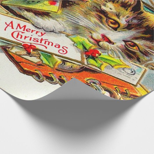  kerstkerst met kat cadeaupapier (Hoek)