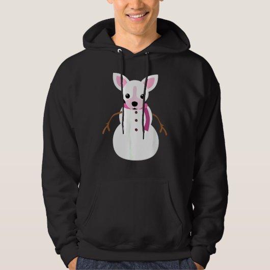 Kerstkerst met Kerstmis in Chihuahua Snowman Hoodie (Voorkant)