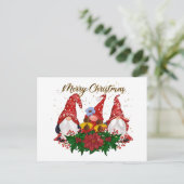 Kerstkerst: Poinsettia Trendy Kerstmis Briefkaart (Staand voorkant)
