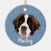 kerstkerst van Sint Bernard Keramisch Ornament (Voorkant)