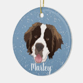 kerstkerst van Sint Bernard Keramisch Ornament (Links)