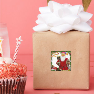  kerstkerst vierkante sticker