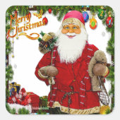  kerstkerst vierkante sticker (Voorkant)