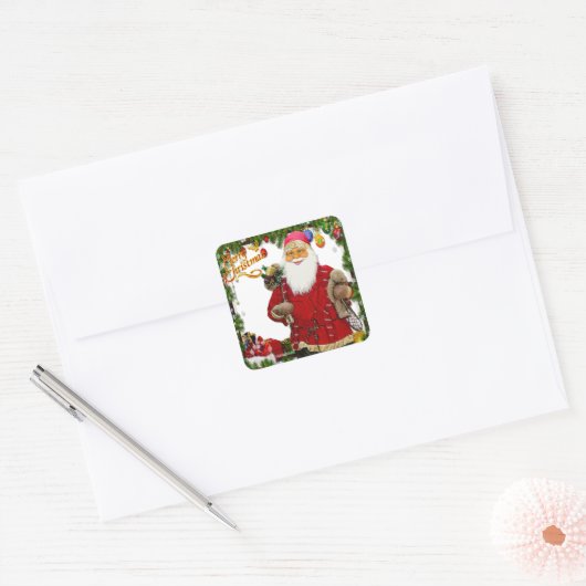 kerstkerst vierkante sticker (Envelop)
