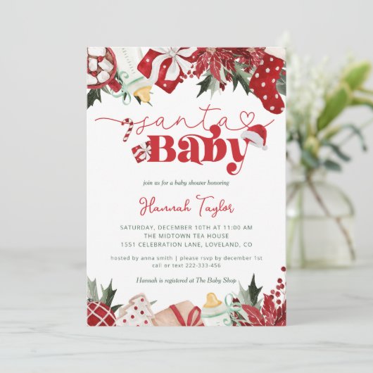 KerstkerstBaby shower voor kerstmis Baby Kaart (Staand voorkant)