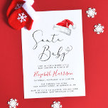 KerstkerstBaby shower voor kerstmis Baby Kaart<br><div class="desc">Een schattige minimale uitnodiging voor het baby shower voor kerstvakanties met "Santa Baby", geschreven in een elegant script, met een hartwas, een waterverf illustratie van een rood kerstcadeautje pet en een uitnodiging voor een vrolijk klein baby shower. Pas de naam van de moeder aan in een stijlvol rood script en...</div>