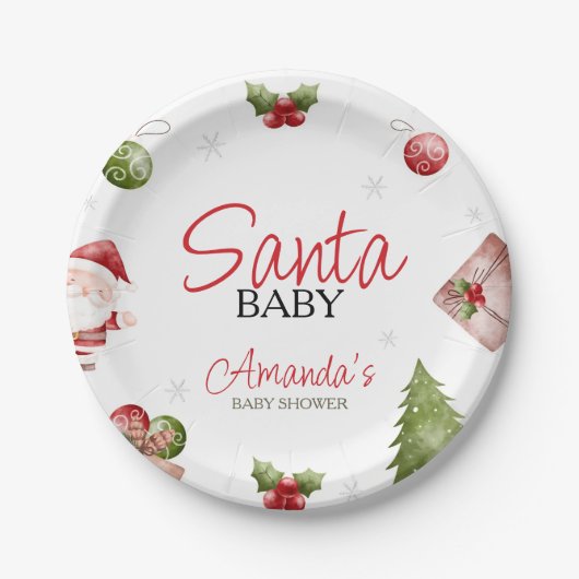 KerstkerstBaby shower voor kerstmis Baby Papieren Bordje (Voorkant)