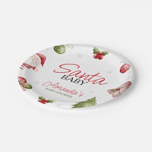KerstkerstBaby shower voor kerstmis Baby Papieren Bordje (Gekanteld)