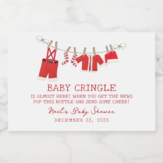 KerstkerstBaby shower voor kerstmis Baby Sparkling Wijnetiket (Enkel label)