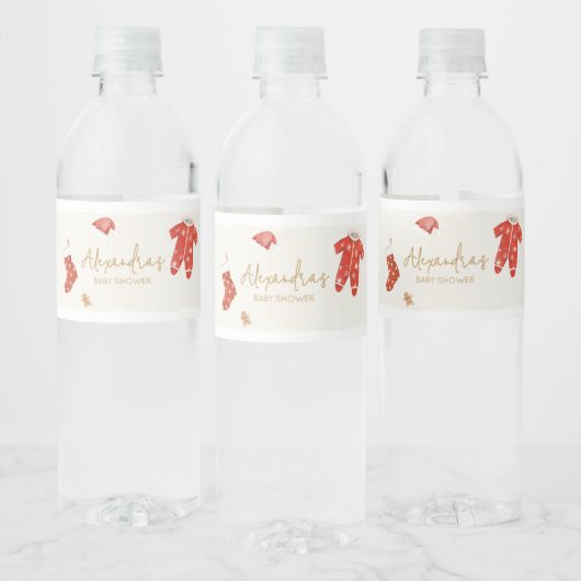 KerstkerstBaby shower voor kerstmis Baby Waterfles Etiket (Flessen)