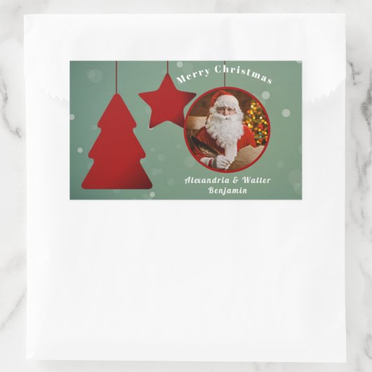 kerstkerstbedekking personaliseren rechthoekige sticker (Tas)