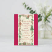 Kerstkerstbericht met intage feestdagenkaart (Staand voorkant)