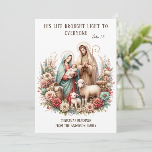  kerstkerstbloem feestdagenkaart (Staand voorkant)