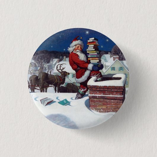 kerstkerstboeken, ronde button 3,2 cm (Voorkant)